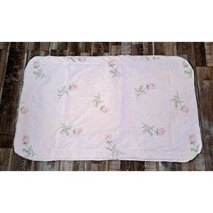 Quilted King Sham White Pink Rose Buds Ruffled Edge Cottagecore Farmhouse